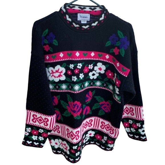 American Vintage Sweaters - Vintage Crewneck Sweater Sycamore USA 80’s Size Large Floral